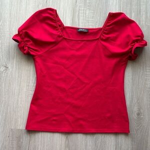 Brigitte Brianna (Sexy Modest Boutique) Red Puff Sleeve Blouse